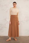 Kahverengi Pile Detaylı Etek - 2