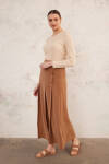 Kahverengi Pile Detaylı Etek - 4