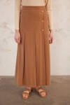Kahverengi Pile Detaylı Etek - 6