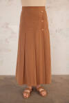 Kahverengi Pile Detaylı Etek - 7