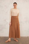 Kahverengi Pile Detaylı Etek - 1