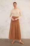 Kahverengi Pile Detaylı Etek - 3