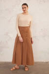 Kahverengi Pile Detaylı Etek - 5