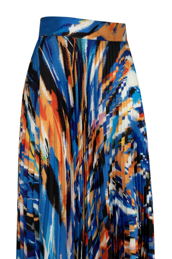 Saks Desenli Saten Pilise Etek - 3