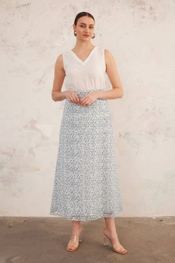 Lacivert Jakarlı Keten Etek - 3