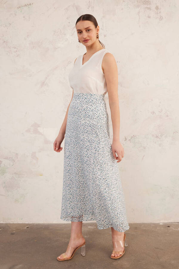 Lacivert Jakarlı Keten Etek - 4