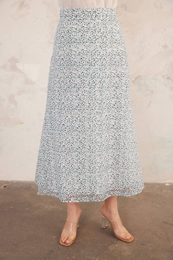 Lacivert Jakarlı Keten Etek - 7