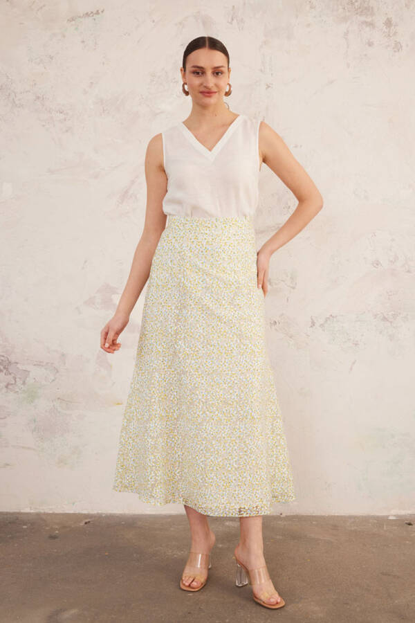 Yeşil Jakarlı Keten Etek - 2