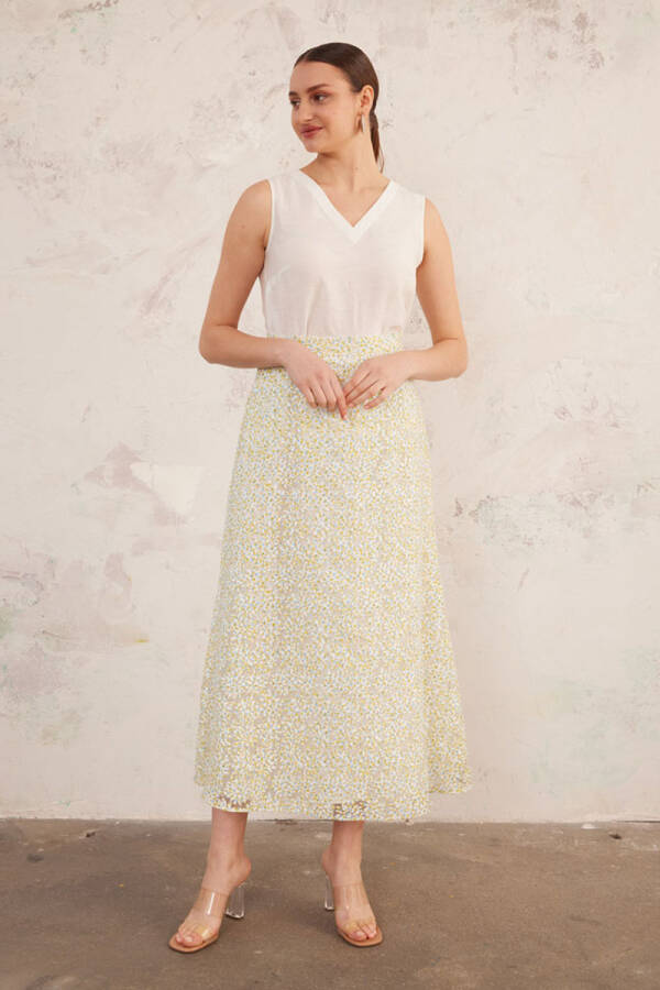 Yeşil Jakarlı Keten Etek - 3