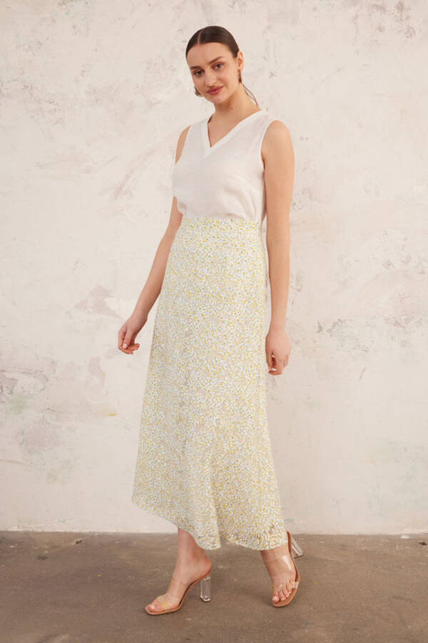 Yeşil Jakarlı Keten Etek - 4