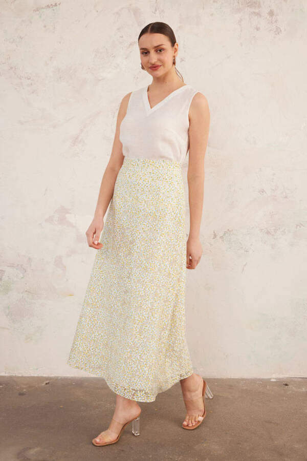 Yeşil Jakarlı Keten Etek - 5