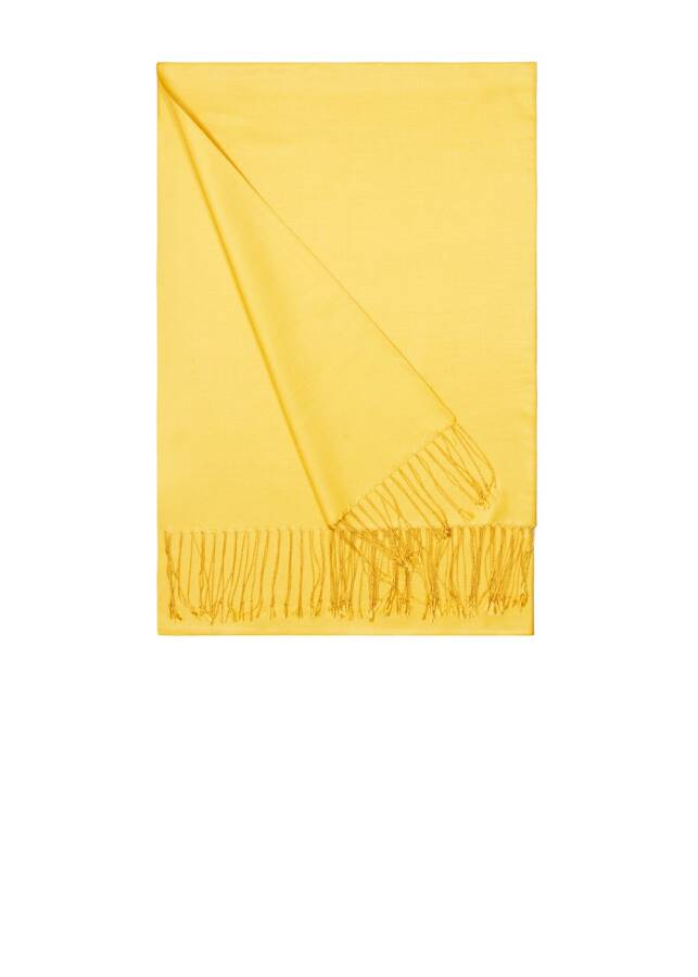 Sarı Reversible Silk Çift Taraflı İpek Şal - 1