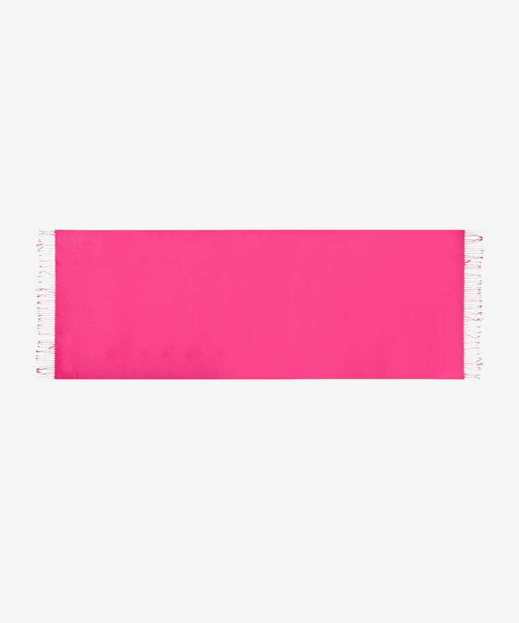 Pembe İpek Püsküllü Dikdörtgen Düz Şal - 3