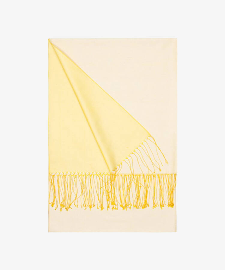 Sarı Reversible Silk Çift Taraflı İpek Şal - 1