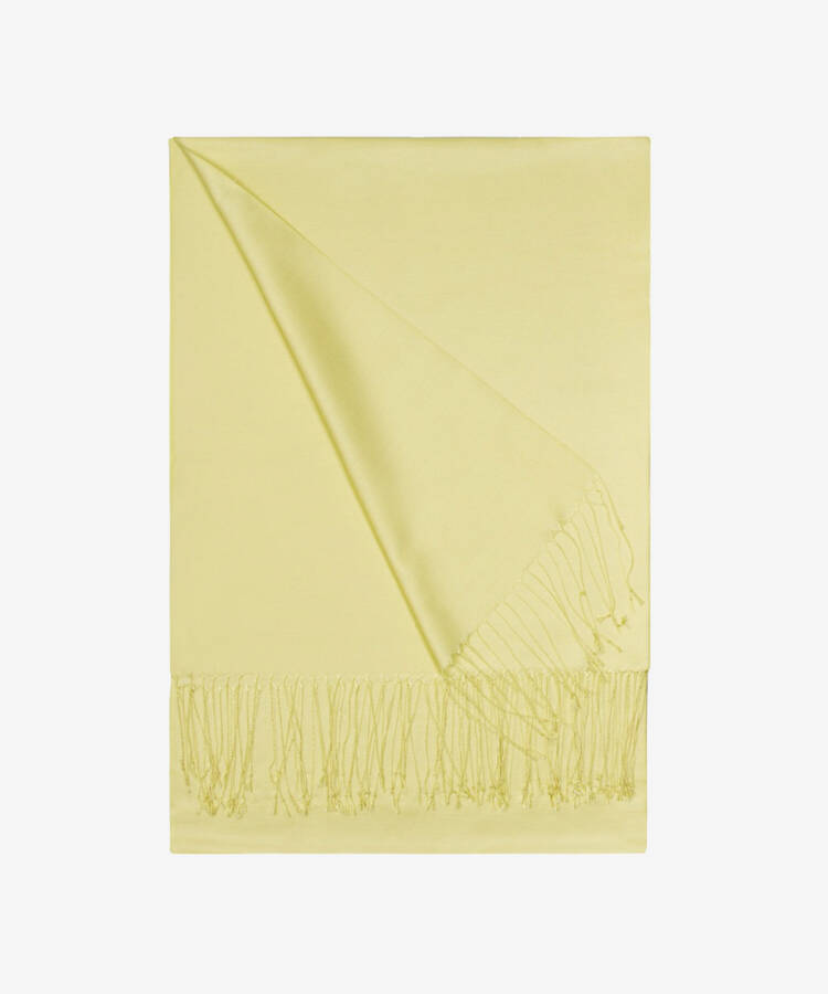 Sarı Reversible Silk Çift Taraflı İpek Şal - Aker