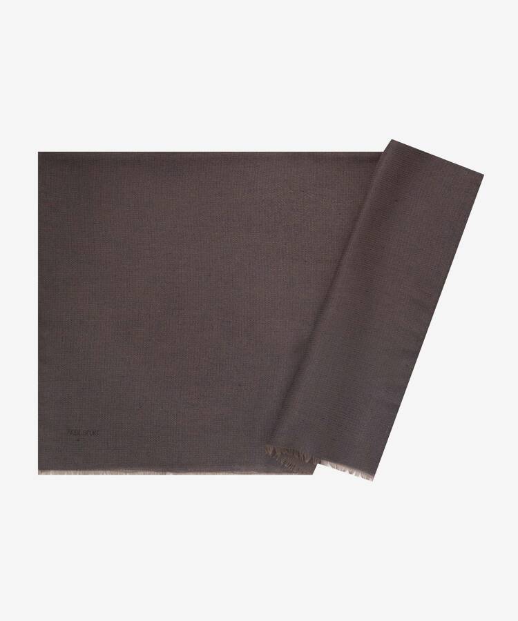 Antrasit Polyester Simli Püsküllü Dikdörtgen Düz Şal - 1