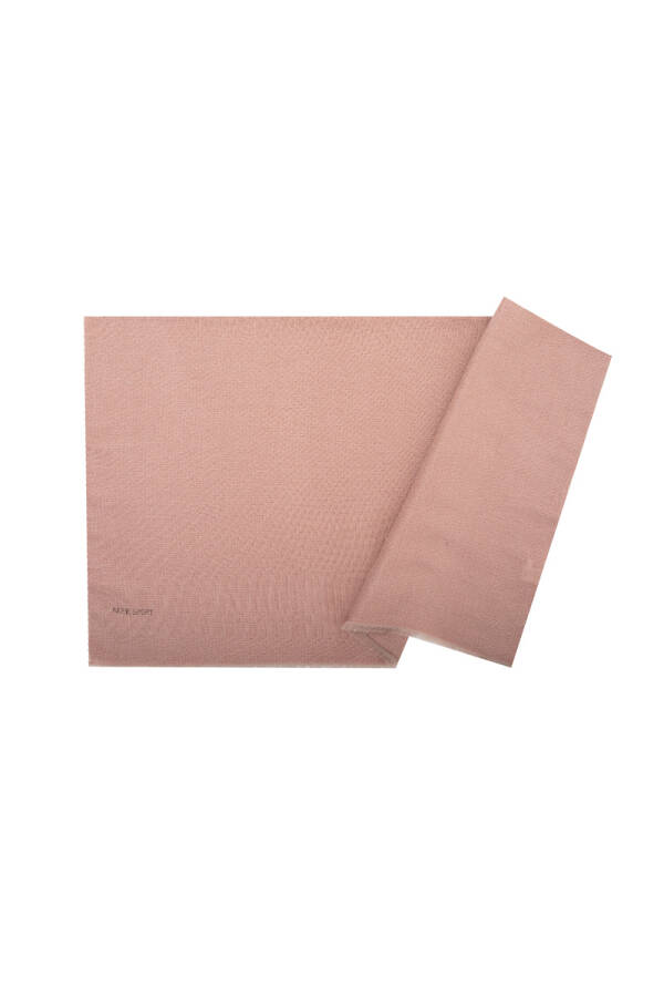 Pudra Polyester Simli Dikdörtgen Düz Şal - 1