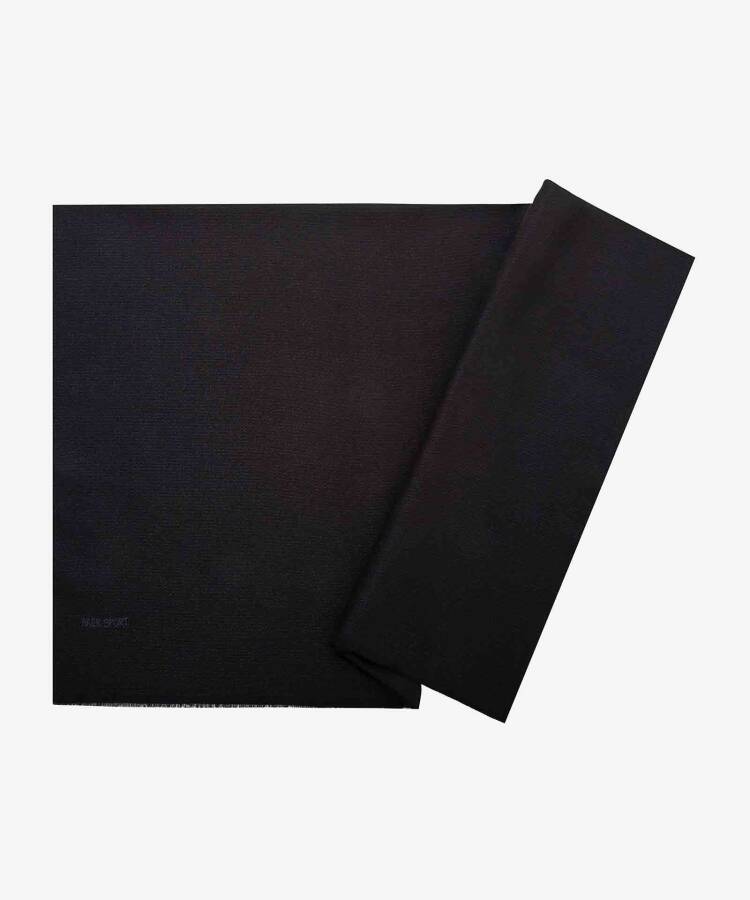 Siyah Polyester Simli Dikdörtgen Düz Şal - 1