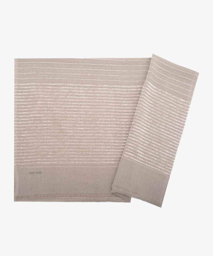 Pudra 75X200 1042BRL Kadife Şeritli Şal - 1