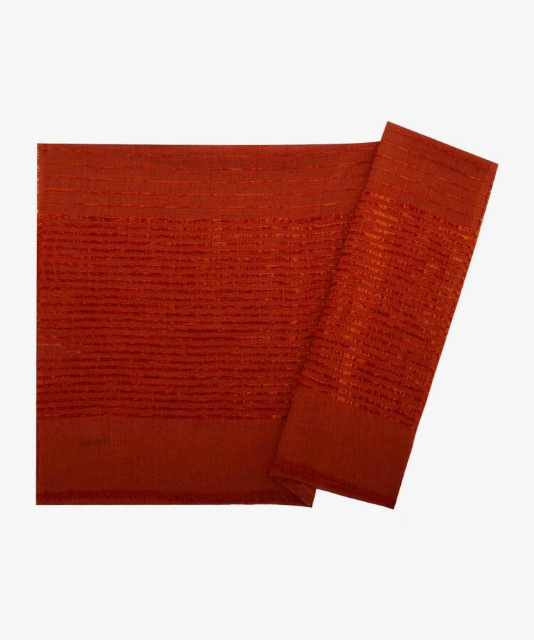 Kiremit 75X200 1042BRL Kadife Şeritli Şal - 1