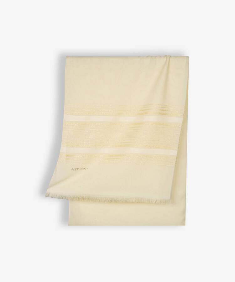 Bej 70X200 Simli Şifon Şal - 1