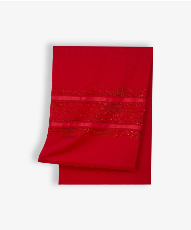 Kırmızı 70X200 Simli Şifon Şal - Aker Sport