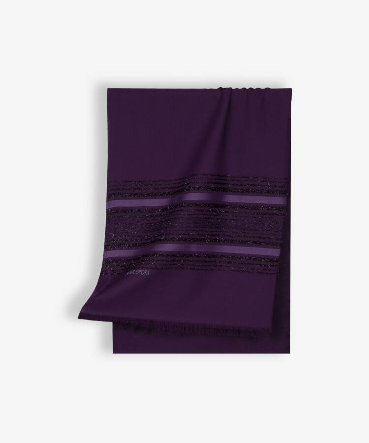 Mor 70X200 Simli Şifon Şal - 1