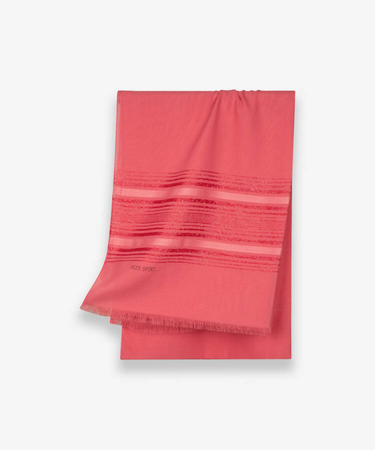 Pembe 70X200 Simli Şifon Şal - 1