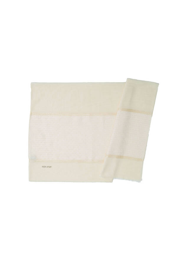 Ekru 70X200 1060300 Simli Jakar Şal - 1