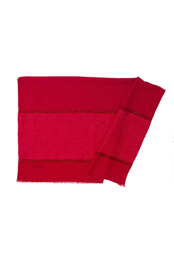 Kırmızı 70X200 Simli Jakar Şal - Aker Sport