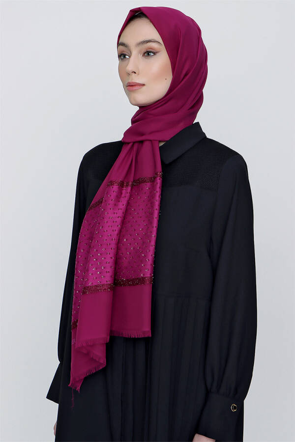 Mürdüm 70X200 Simli Jakar Şal - 3
