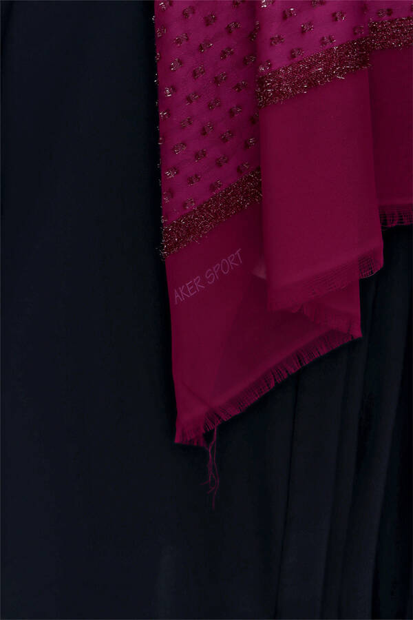 Mürdüm 70X200 Simli Jakar Şal - 4