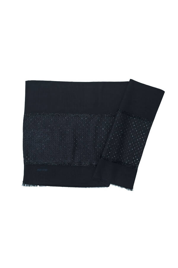 Siyah 70X200 Simli Jakar Şal - 1