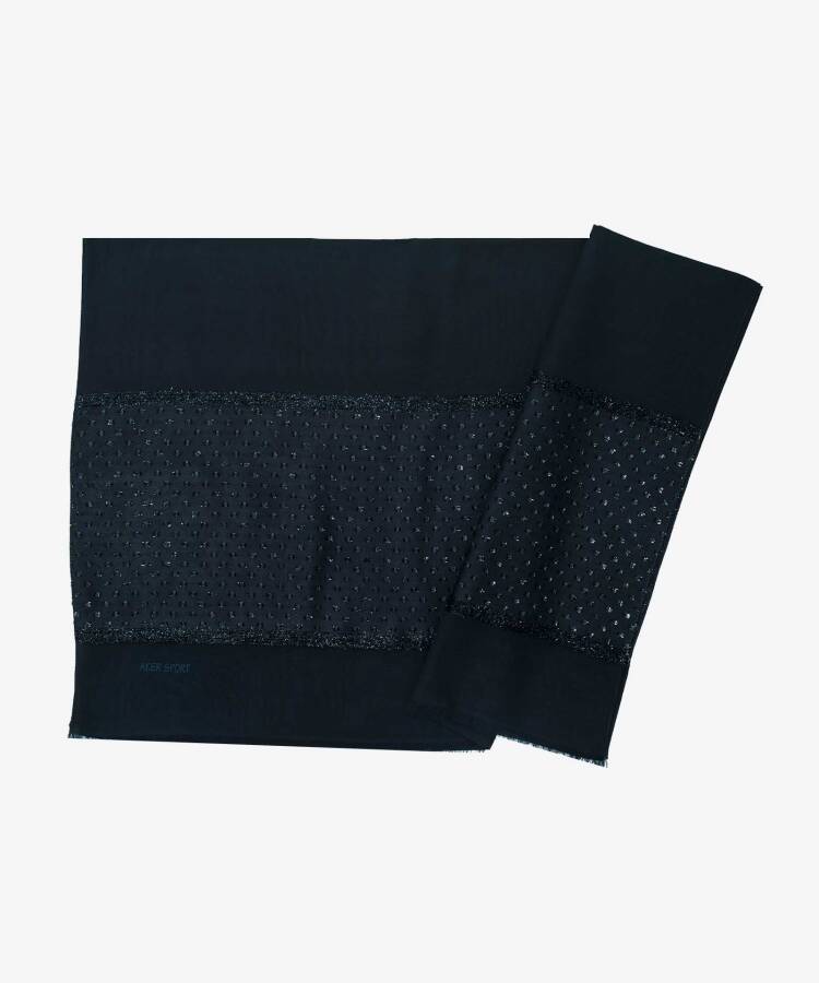 Siyah 70X200 Simli Jakar Şal - 2