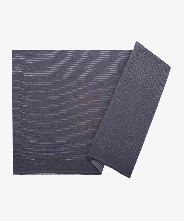 Antrasit 80 X 200 CM Simli Çizgili Şal - 1
