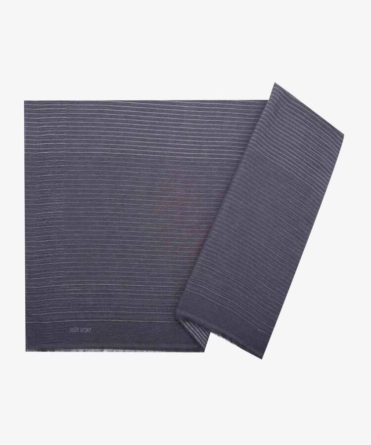 Antrasit 80 X 200 CM 1070100 Simli Çizgili Şal - 1