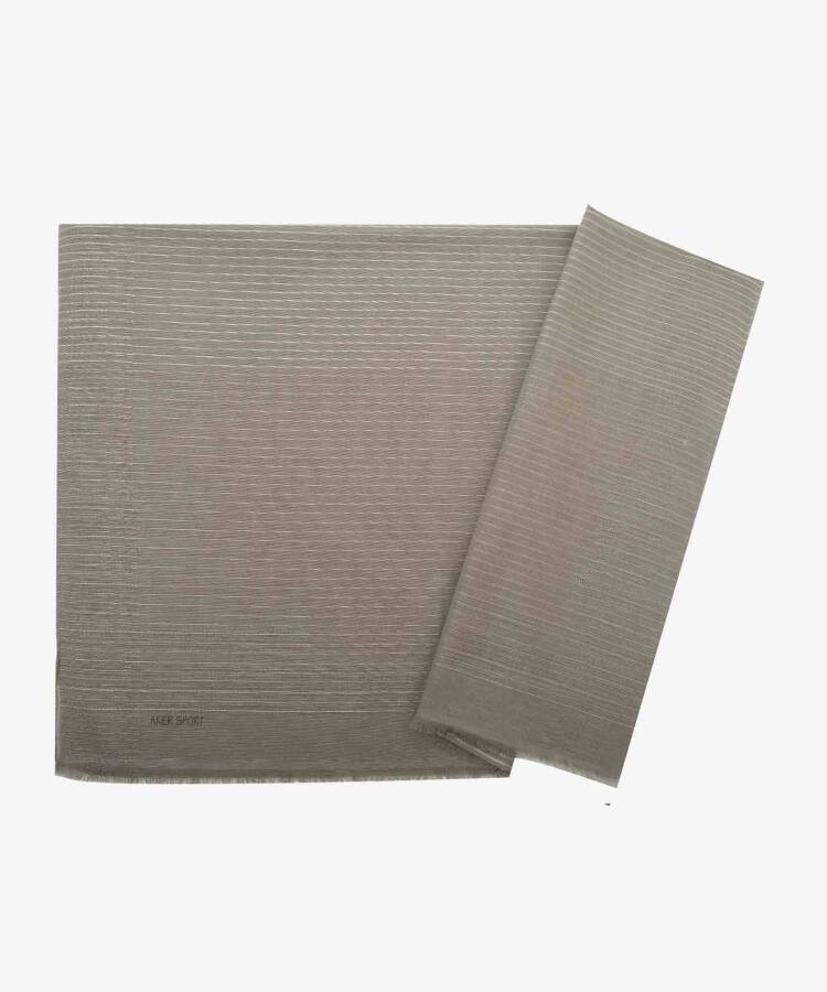 Vizon Polyester Simli Dikdörtgen Çizgili Şal - 1