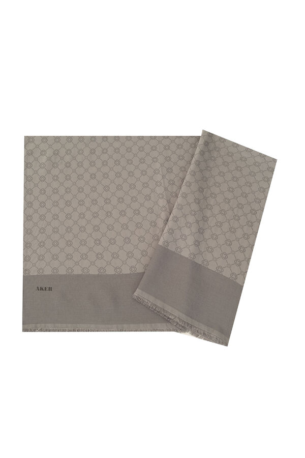 Gri 75X190 CM Elegance Monogram Şal - Aker