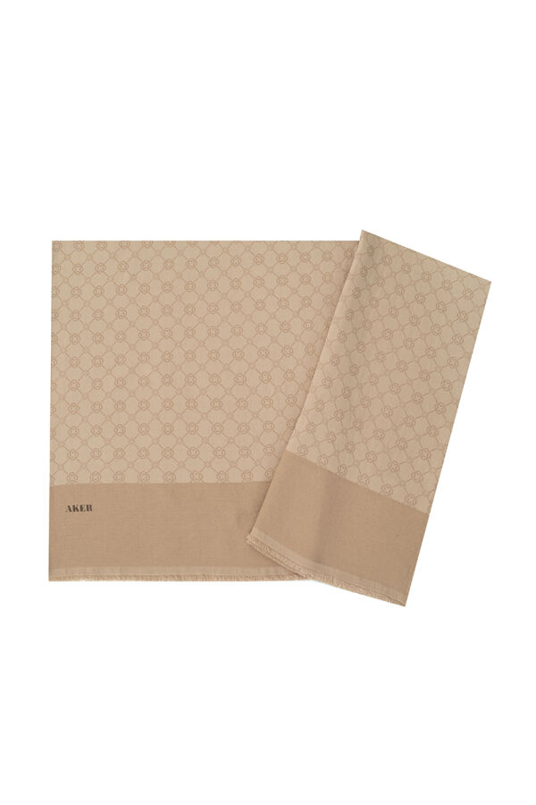 Vizon 75X190 CM Elegance Monogram Şal - Aker
