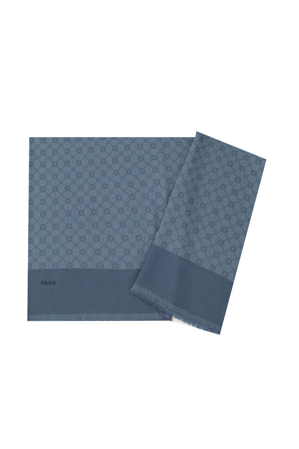 Mavi 75X190 CM Elegance Monogram Şal - Aker