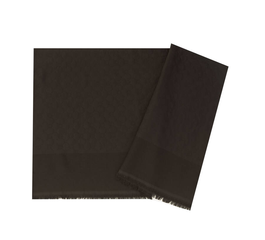 Siyah 75X190 CM Elegance Monogram Şal - 1