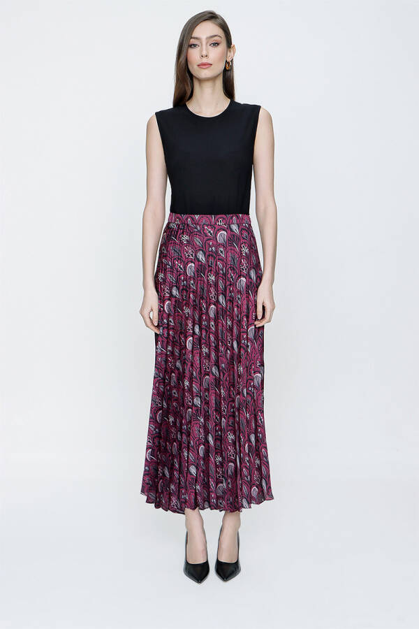 Mürdüm Desenli Pilise Etek - 1