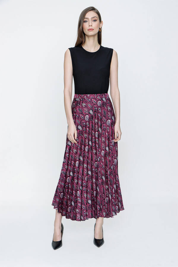 Mürdüm Desenli Pilise Etek - 2