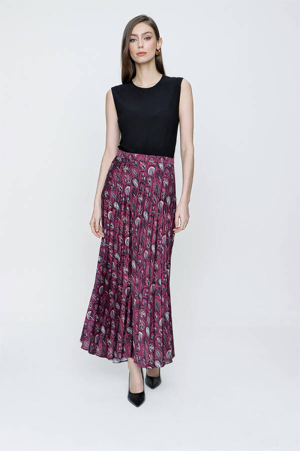 Mürdüm Desenli Pilise Etek - 3