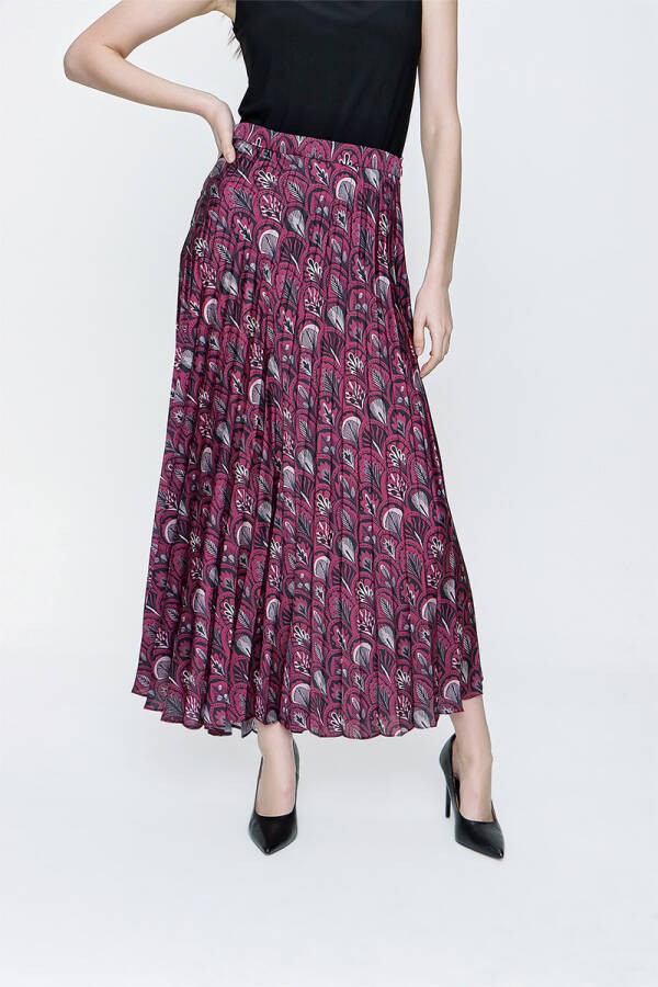 Mürdüm Desenli Pilise Etek - 4