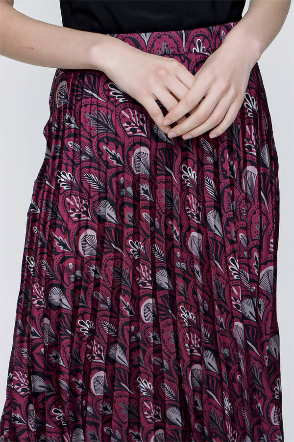 Mürdüm Desenli Pilise Etek - 5