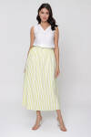 Yeşil Önden Düğmeli Çizgili Etek - 3