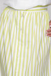 Yeşil Önden Düğmeli Çizgili Etek - 5