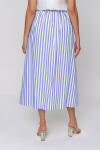 Mavi Önden Düğmeli Çizgili Etek - 5