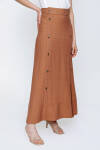 Kahverengi Düğme Detaylı Spor Etek - 4